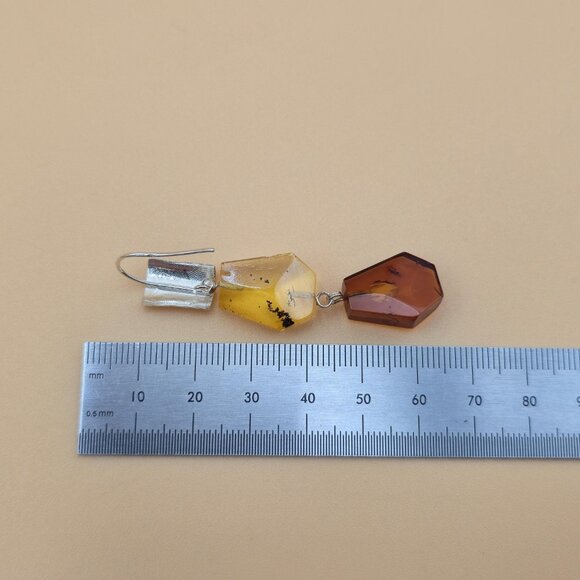 Sterling Silver Faux Amber Handmade Earrings A5763 - Picture 5 of 6